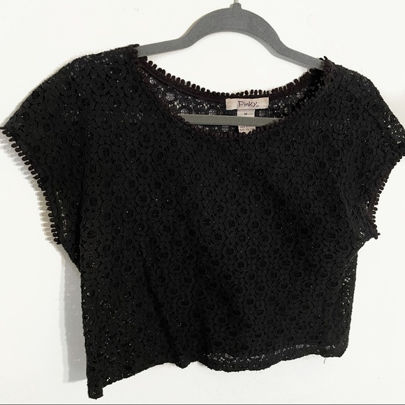 Black See-Through Crop Top - M - Picture 2 of 3